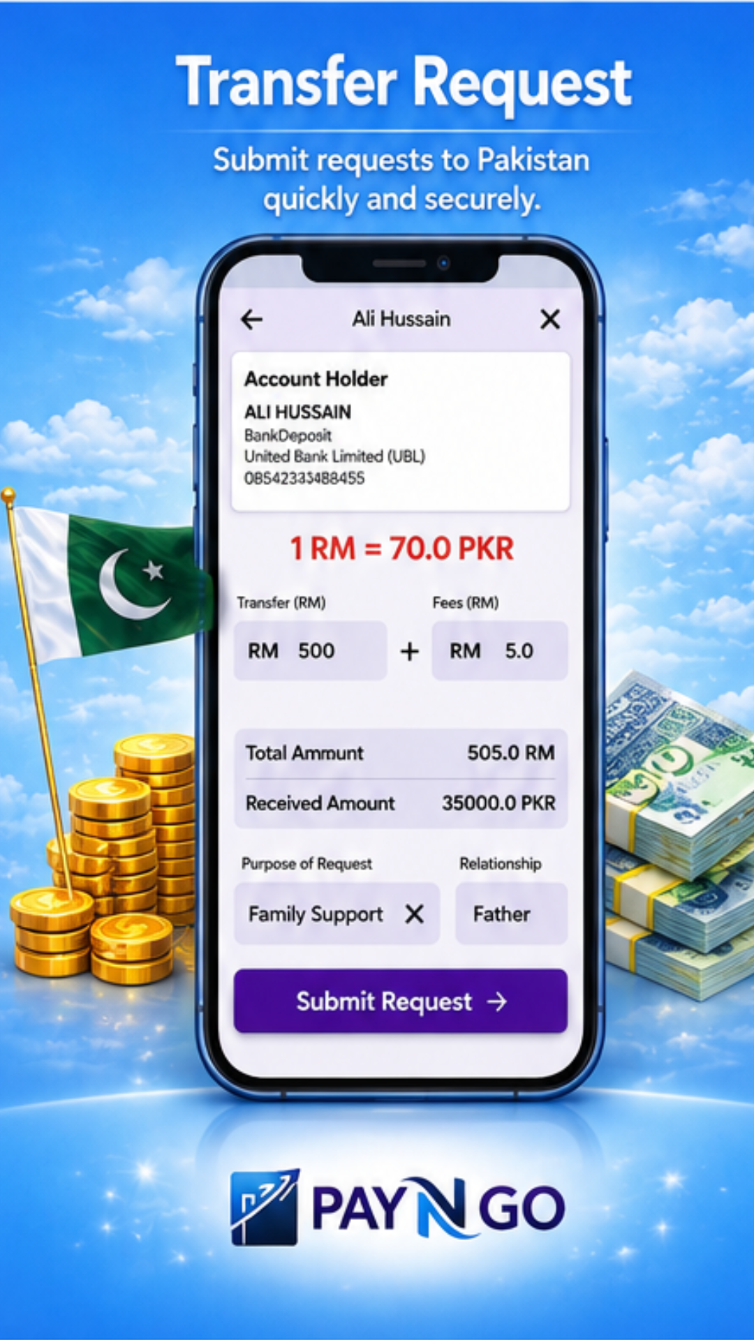 PayNGo Transfer Request Screen